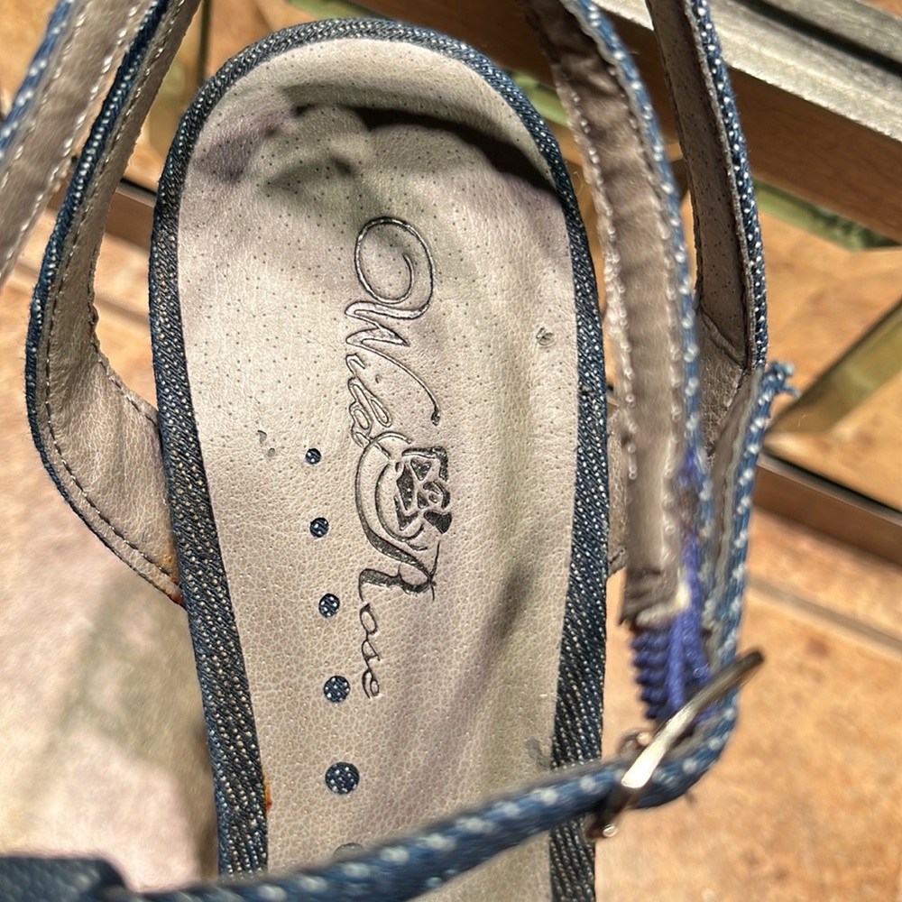 NWOT Denim & Zipper Embellished Sandals - Picture 5 of 9